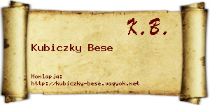 Kubiczky Bese névjegykártya