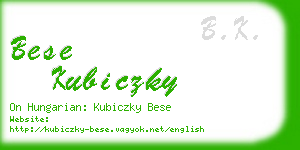 bese kubiczky business card